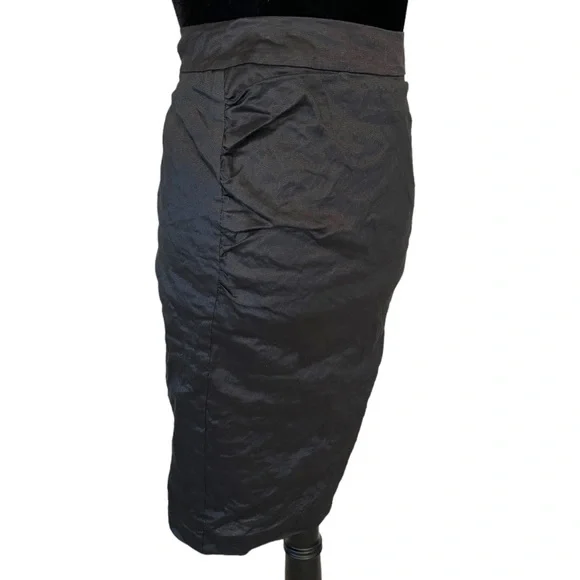 BCBGMAXAZRIA Metallic Gunmetal Ruched Skirt Size 2 - Picture 8 of 10